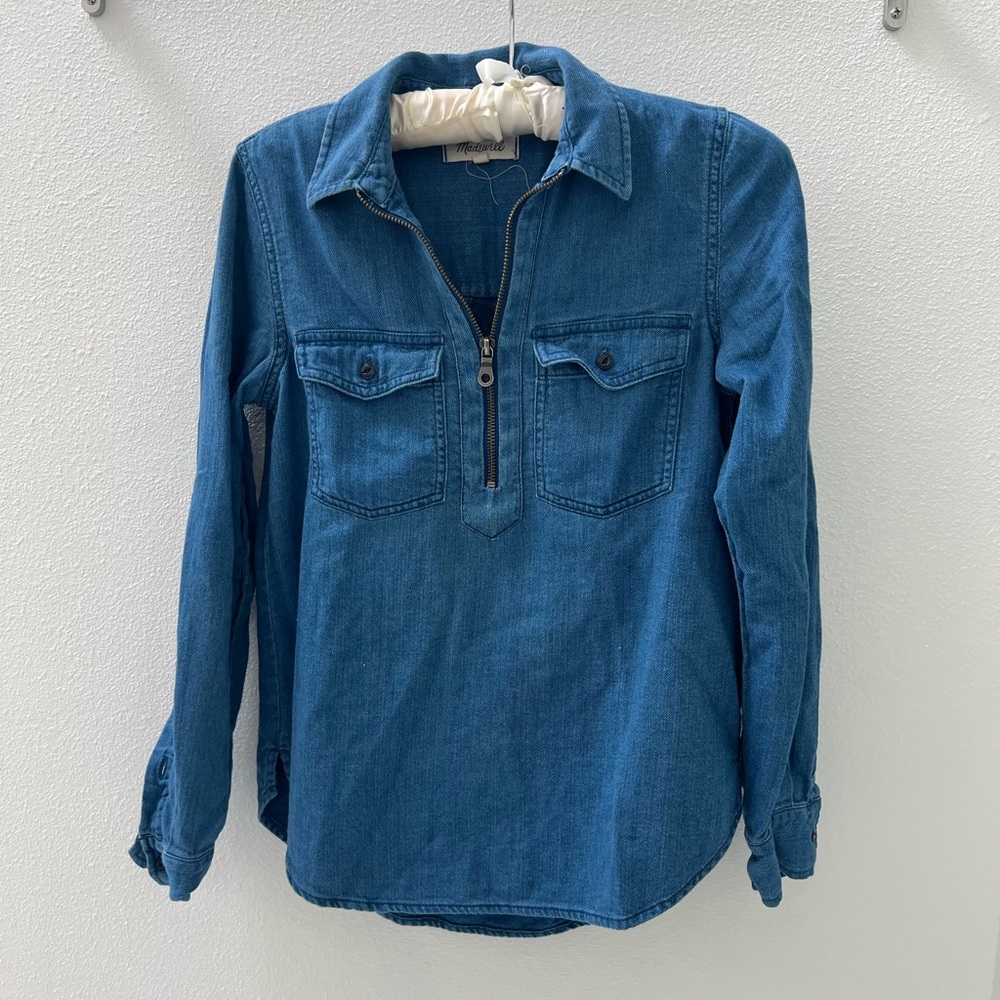 Madewell Denim Zip front shirt size xs